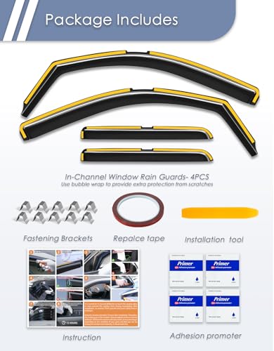 in-Channel Window Rain Guard for Chevrolet Chevy Silverado/GMC Sierra 2014-2018 Double Cab Rain Guards Side Window Visors Low Profile Vent Visor Window Deflectors Vent Shades Truck Accessories - size: For 2014-2018 Silverado/GMC Sierra Double Cab