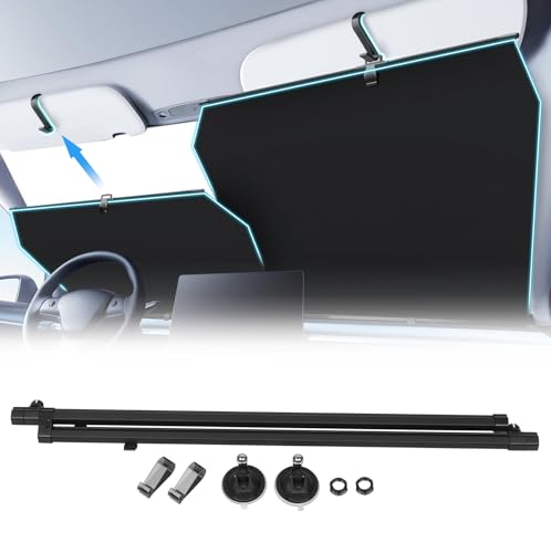 2026 Retractable Windshield Sun Shade Automatic Car Sunshade for Windshield, UV & Heat Protection, Keep Cool and Protect Interior, Adjustable Universal Fit for Car Trucks SUVs (Not for High Curve) - color: Updated