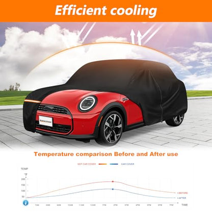 Car Cover for 2002-2025 Mini Cooper 2 Door, Waterproof 420D Oxford Cloth Outdoor Full Car Cover with Zipper, Windproof Heavy Duty All Weather Protection - size: for Mini Cooper 2002-2025 2 Door