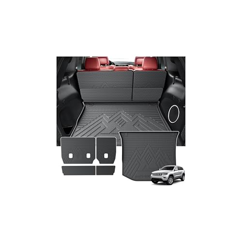 KUST Trunk Cargo Mat for Jeep Grand Cherokee 2011-2021, TPE Rubber Trunk Liner with Backrest Mat for Grand Cherokee Accessories All Weather Back Seat Protector Rear Cargo Liner Raised Edge - size: Cargo Mat