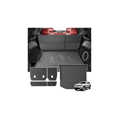 KUST Trunk Cargo Mat for Jeep Grand Cherokee 2011-2021, TPE Rubber Trunk Liner with Backrest Mat for Grand Cherokee Accessories All Weather Back Seat Protector Rear Cargo Liner Raised Edge - size: Cargo Mat
