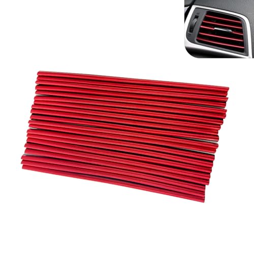 20 PCS Car Vent Outlet Trim, 7.8" Cuttable Reflective Straight AC Decoration, Waterproof Flexible Protective Strip, Universal Car Vent Accessories for Most Cars (Red) - color: Red