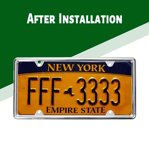 Chrome License Plate Frames Made of Zinc Alloy Metal, Universal Car Accessories,2Pack Front & Rear License Plate Holders Never Rust and Unbreakable with All Mounting Hardware Included - color: 2 PCS