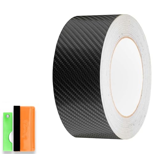 2 in x 25 FT 4D Carbon Fiber Black Vinyl Wrap Kit Sticker Decal for Black Out Chrome Remove Window Trim Door Trim Self-Adhesive Air Release Waterproof and Scratch DIY - color: 4D Carbon Fiber Black, size: 2 in x 25 FT