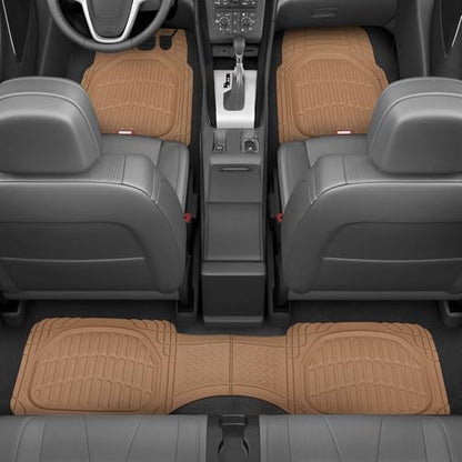 Motor Trend FlexTough Contour Heavy Duty Rubber Car Floor Mats with Cargo Liner - All Weather Full Set Front & Rear fits Most Cars Truck SUV, Automotive Floor Mats - style: FlexTough TrunkShield