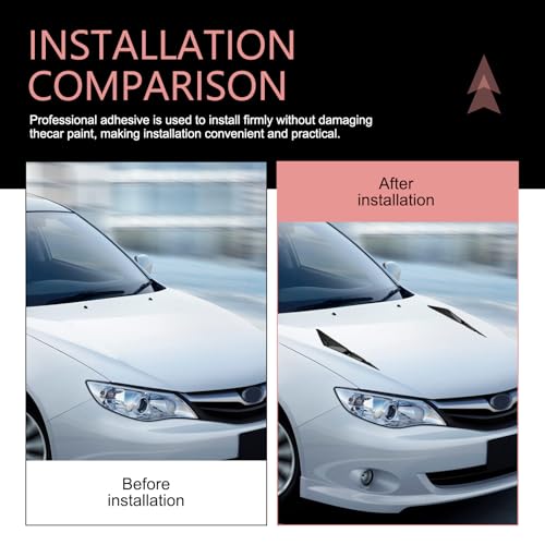 2 PCS Hood Side Vent Shark Spoiler, ABS Carbon Fiber Spoiler, Self-adhesiveHood Ventilation Decorative Stickers, Universal Exterior Car Accessories (Black)