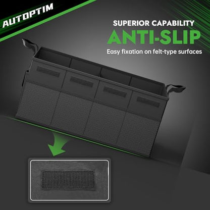 AUTOPTIM Car Trunk Organizer - 50L Collapsible Car Organizer with Non Slip Bottom for Groceries, Trunk Storage with Base Panel for SUV Sedan Van, 2 Compartments (Black, Small) - size: Small
