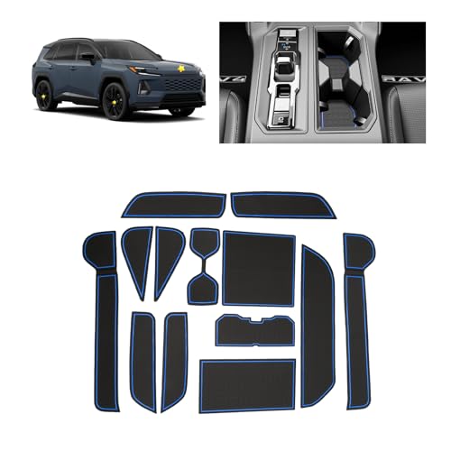 SKTU for 2026 Toyota RAV4 Door Slot Mat for 2026+ Toyota RAV4 Non-Slip Interior Door Groove Gate Pad 13PCS Fit 2026 RAV4 Accessories Door Compartment Cup Console Liners 2026 RAV4 Floor Mat (Blue) - color: for 2026+ RAV4 Blue
