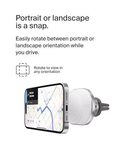 Belkin MagSafe-Compatible Wireless Car Charger 15W, Fast Charging Wireless Charger - Powerful Magnetic Vent Holder for iPhone 17, 16, 15, 14, 13 Series, Pixel 10, Secure Car Phone Mount - White - style: Charging Mount