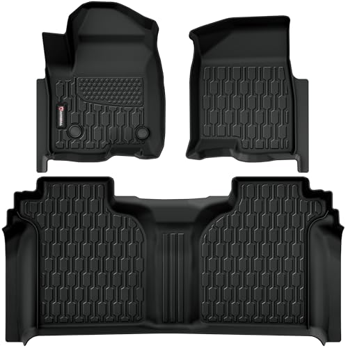 Floor Mats Fit for 2019-2026 Chevy Silverado 1500/GMC Sierra 1500, 2020-2026 Chevrolet Silverado/GMC Sierra 2500HD/3500HD Crew Cab with Rear Under-Seat Storage, TPE All Weather Floor Liner Car Mats - style: Chevrolet Silverado 2019-2025 Crew Cab