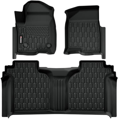 Floor Mats Fit for 2019-2026 Chevy Silverado 1500/GMC Sierra 1500, 2020-2026 Chevrolet Silverado/GMC Sierra 2500HD/3500HD Crew Cab with Rear Under-Seat Storage, TPE All Weather Floor Liner Car Mats - style: Chevrolet Silverado 2019-2025 Crew Cab