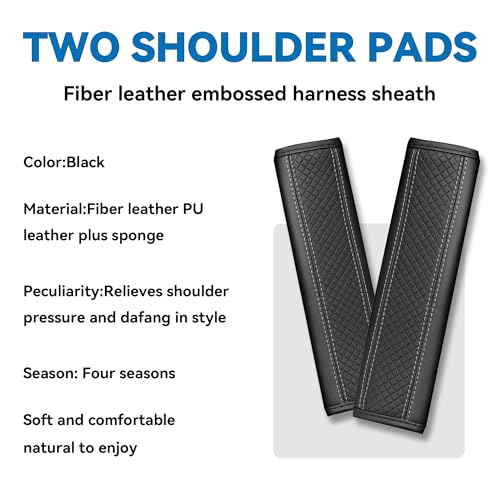 2PCS Car Seat Belt Cover, Soft Shoulder Strap Covers Harness Pads, Safety Leather Seatbelt Comfort Driving Cushion Protect Your Shoulder and Neck Universal for Car, SUV,Truck (Black/Gray) - color: Black/Gray