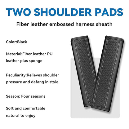 2PCS Car Seat Belt Cover, Soft Shoulder Strap Covers Harness Pads, Safety Leather Seatbelt Comfort Driving Cushion Protect Your Shoulder and Neck Universal for Car, SUV,Truck (Black/Gray) - color: Black/Gray