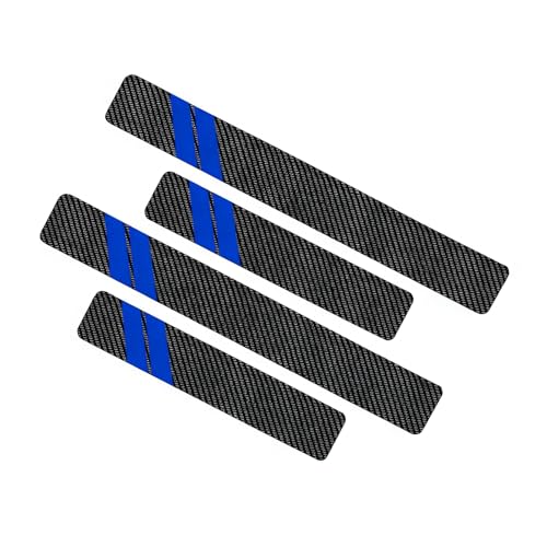 4 PCS Car Door Sill Protector, Carbon Fiber Texture Car Door Step Protectors, PU Leather Wear-resistant Automotive Sill Guard, Universal for Most Vehicles (Black) - color: Blue