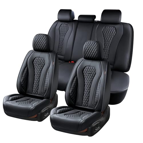 Coverado Seat Covers, Car Seat Covers Full Set, Black Car Seat Cover, Car Seat Covers Front Seats Back Seat Cover, Waterproof Car Seat Cushion, Leather Seat Covers Seat Protector Fit for Most Cars - color: Black, size: FullSet