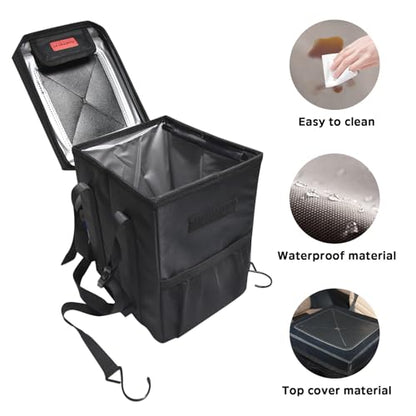 Leakproof Car Trash Can with Lid - 1.8 Gallon Soft Silicone Garbage Bin Hanging Fit for Entral Console/Front Seat Car, Sedan, SUVs, MPVs & Truck - Easy to Clean Vehicle Trash Can - color: Vehicle Trash Can