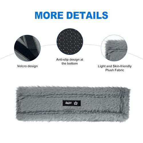 SPRING SEAON Fluffy Auto Seat Belt Cover Pad Soft Universal Car Seat Belt Covers Seat Beat Strap Pad for Shoulder Pad Neck Cushion Protector Car Accessories 2 PCS Grey - color: Grey