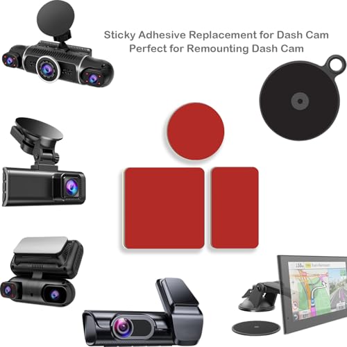 Double-Sided Adhesive Pad and Electrostatic Film for Dash Cam,Customizable,Residue-Free Accessory for Car Windshields, Includes 4 Adhesion Promoter. - color: The Red Double-sided Sticker Adhesive