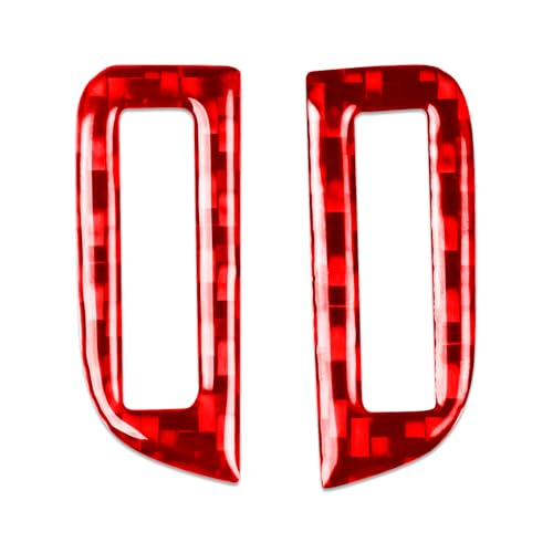 Real Red Carbon Fiber Car Dashboard Side AC Vent Outlet Rotary Control Sticker Auto Interior Trim Compatible with Ford Explorer(U625) XLT/Limited/ST/Platinum/Platinum Hybrid 2020 2021 2022 2023 - color: Dash Side Ac Vent Control