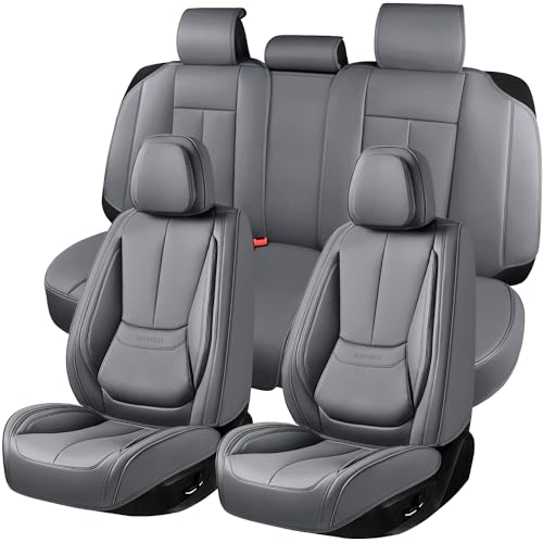 Car Seat Covers Full Set,Leather Waterproof Car Seat Cover,Airbag Compatible,Breathable Design,Suitable for Car,Truck,SUV 5 Pack (Grey) - color: Grey, size: 5 Pack