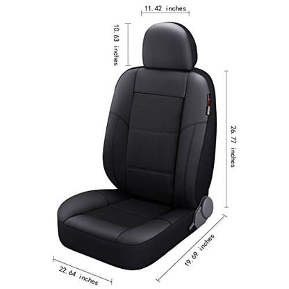 P&J AUTO Leather and Mesh Car Seat Cover Front Pair Universal Fit for Cars Trucks Vans & SUVs Airbag Compatible (Black) - color: BK BK