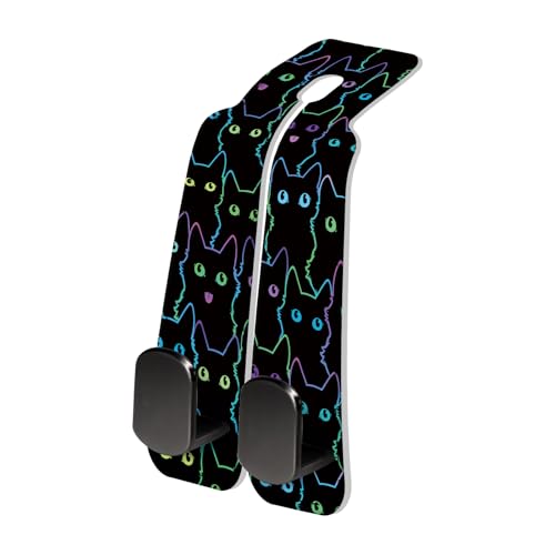 PU Leather Car Seat Hook, Storage Headrest Hanger, Cute Car Backseat Organizer, Car Hooks for Purses and Bags Neon Cat Eyes - color: Neon Cat Eyes