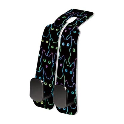 PU Leather Car Seat Hook, Storage Headrest Hanger, Cute Car Backseat Organizer, Car Hooks for Purses and Bags Neon Cat Eyes - color: Neon Cat Eyes