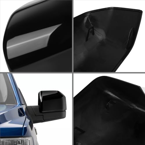 Glossy Black Direct Replacement Side Mirror Covers Caps for 2015-2020 Ford F150, Directly Replace Style, Not Sticker Style (Black) - color: Black