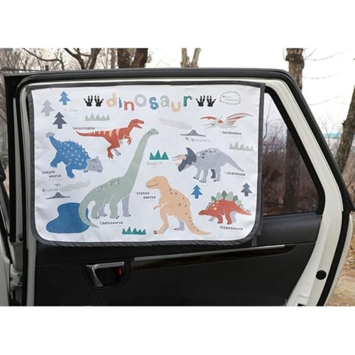 Magnetic Car Sun Shade Curtain for Side Window – Sun Blocker and UV Protector for Baby, Kids, and Pets – Universal Fit with Built-in Magnets for Steel-Framed Door (Dinosaur) - color: Dinosaur