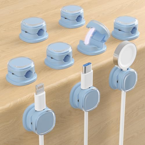 Magnetic Cable Clips, Adjustable Cord Holder Management, Adhesive Wire Keeper Organizer for Home Office Desk Phone PC Car Wall Desktop Nightstand Appliance (9-PCS Blue) - color: 9-PCS Blue
