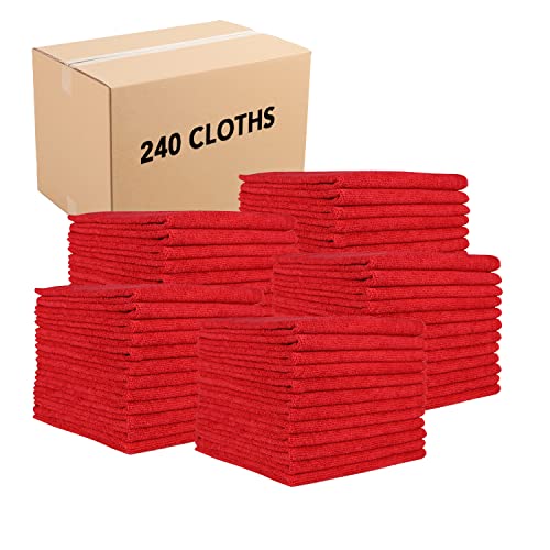 Arkwright Microfiber Cleaning Cloths - (Bulk Case of 240) Lint & Streak-Free Drying Wash Towels, 320 GSM Super Absorbent & Quick Dry, Perfect Cleaner for Car, Glass, and Window, 12 x 12 in, Red - color: Red, size: Case of 240