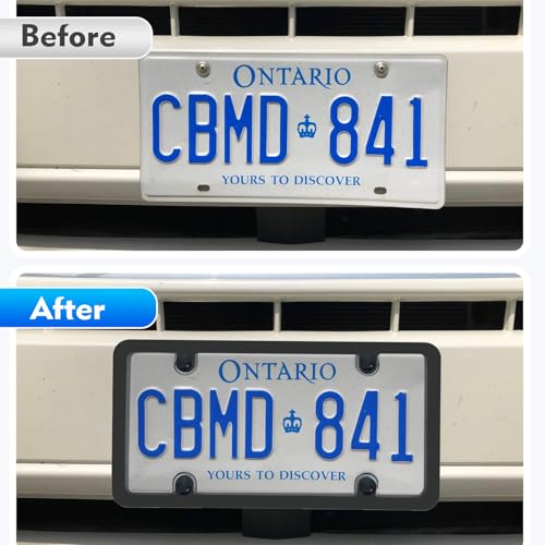 Black 2PC Personalized License Plate Frame with Matching Screw Cap Screws for Easy Installation