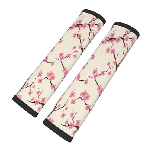 Seat Belt Cover Pad Pink Cherry Blossom Flowers Floral Soft Safety Car Automotive Seat Belt Pads Cushion Shoulder Strap Covers for Cars or Bags, 2 Pcs - color: Pink Cherry Blossom Flowers Floral
