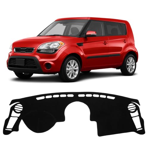 KUST Black Dash Cover Compatible with 2010-2013 Kia Soul Polyester Dashboard Cover Left Hand Drving Dash Carpet Non-Slip Dash Protector Interior Accessories for Soul Custom Fit Dash Mat No Glare - size: Soul 10-13(black)