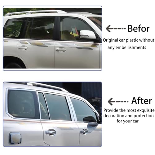 Car Accessories Fit for Toyota Land Cruiser LC300 2022 2023 Stainless Steel Chrome Exterior BC-Pillar Middle Column Window Decorative Strip Cover Trim 10PCS Set