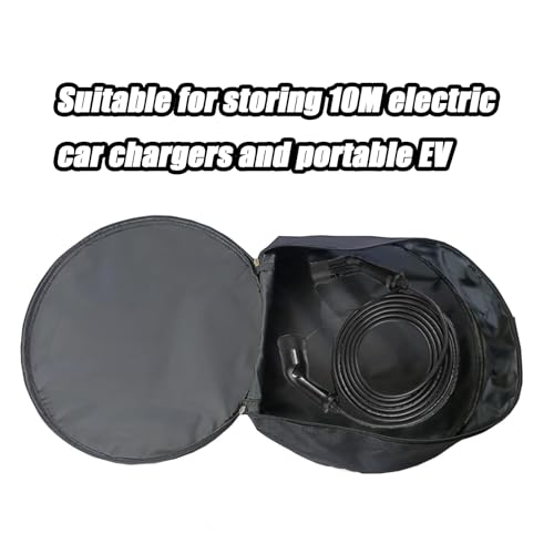 black 1pc jumper cable bag, car storage bag for charger, cable organizer, Includes EV charging cables for electric vehicles (Circle) - size: Circle