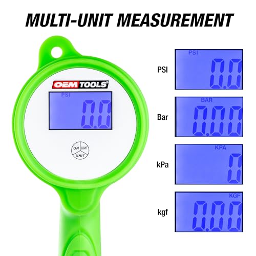 OEMTOOLS 24412 Digital Tire Inflator with Tire Pressure Gauge, Digital LCD Display, 0 to 175 PSI Air Pressure Gauge for Tires with 21” Hose and Clip-On Air Chuck
