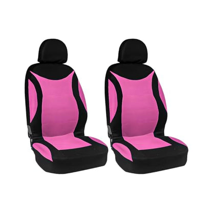Car Front Seat Cover Set, Waterproof Vehicle Frontseat Protector with Removable Headrest, Washable Automotive Interior Seat Accessories, Universal Fit (Black/Pink) - color: black/pink