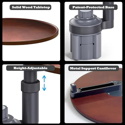 Car Desk for Laptop & Car Table Tray, Height-Adjustable 360° Rotating Wood Car Laptop Mount, Cup Holder Table, Steering Wheel Tray, Compatible with Tesla & Most Vehicles - color: Walnut