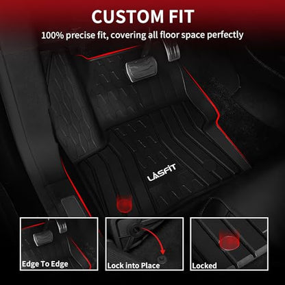 LASFIT Floor Mats Fit for Lincoln MKC 2019 2018 2017 2016 2015 TPE All Weather Floor Liners Custom Fit Car Mats 2015-2019 Accessories, 1st and 2nd Rows Floor Mats - Black - size: 30*22*5