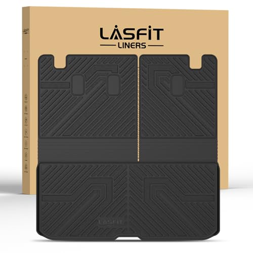 LASFIT Cargo Mat with Backrest Mat for Honda Pilot 2016-2022, Split & One-Piece Foldable Seating TPE Custom Fit Trunk Mat Cargo Liner with Seatback Mat Accessories, Black - style: 4）For Honda Pilot | 2016-2026 | Trunk Mat