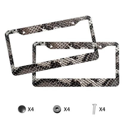 Snake License Plate Frame Abstract Animal Snake Car Front License Plate Personalise Stainless Steel Funny Design Compatible with Standard License Plate Holder for USA and Canada 12.2" X 6.2" - color: Snake_30