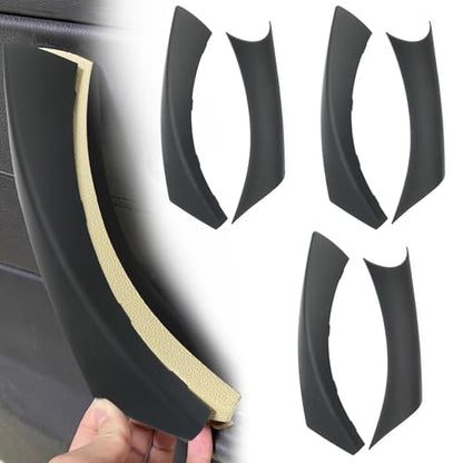 6PCS/Set Interior Inner Inside Door Pull Sticky Handle Cover for BMW 3 Series E90/E91/E92/E93 320 325 328 335 330 M3 (2004-2011) Left and Right Passenger Side (Black) - color: Black