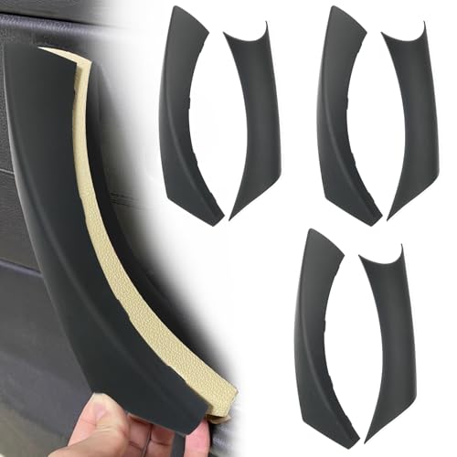 6PCS/Set Interior Inner Inside Door Pull Sticky Handle Cover for BMW 3 Series E90/E91/E92/E93 320 325 328 335 330 M3 (2004-2011) Left and Right Passenger Side (Black) - color: Black