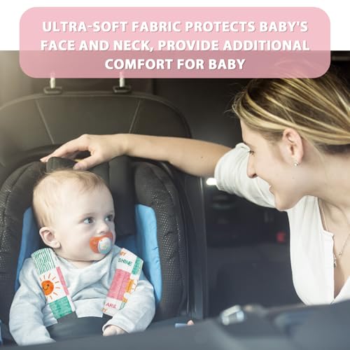 SWESEN Car Seat Strap Cover for Babies, Soft Car Seat Belt Covers, Mink Car Seat Strap Shoulder Pads Girls, Plaid & Sun - color: Sunshine