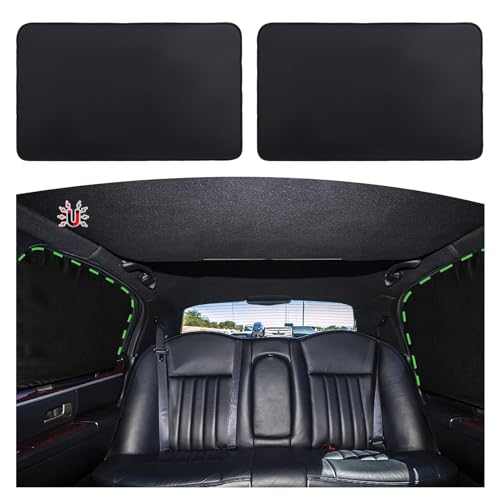 ZATOOTO Car Window Curtains - 2 Pcs Black Silk Side Rear Protection Covers - Magnetic Privacy Sun Shade Keeps Cooler for Baby Kids Sleeping - color: Black Faux Silk Flat-Rear 2PCS