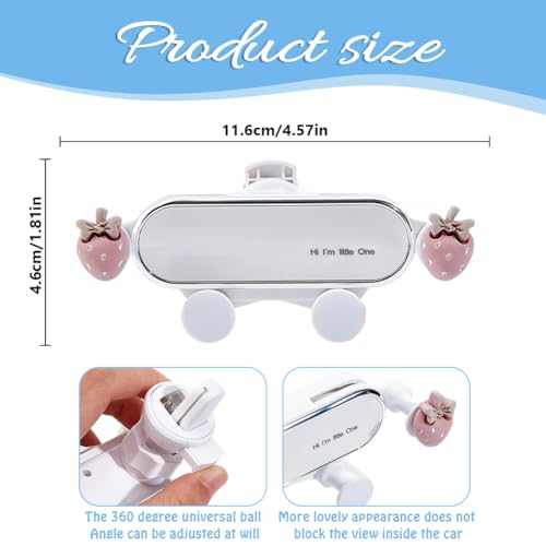 Car Cellphone Holder Strawberry Car Cradle Phone Holder Adorable Car Phone Holders Cute Phone Holders for Your Cars Phones Mount with Sturdy Air Vent Clip for All Smartphones - style: Strawberry