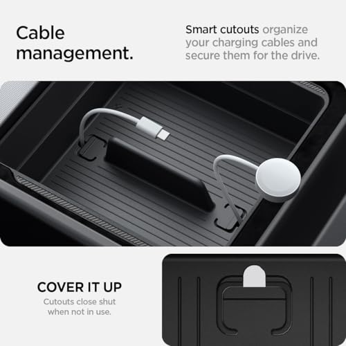 Spigen Armrest Console Organizer for Tesla Model Y Juniper (Standard, Premium & Performance 2026/2025) and Model 3 Highland (Standard, Premium & Performance 2026/25/24) - size: Armrest Console Organizer