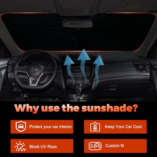 2026 Upgrade Front Windshield Sunshade fit for Nissan Rogue 2014-2020 Reflector Foldable Car Shade Automotive Windshield Sunshades for Nissan Rogue Windshield Sun Shade |Keeps Your Vehicle Cool| - size: Fit for Nissan Rogue 2014-2020