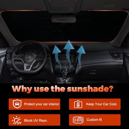 2026 Upgrade Front Windshield Sunshade fit for Nissan Rogue 2014-2020 Reflector Foldable Car Shade Automotive Windshield Sunshades for Nissan Rogue Windshield Sun Shade |Keeps Your Vehicle Cool| - size: Fit for Nissan Rogue 2014-2020